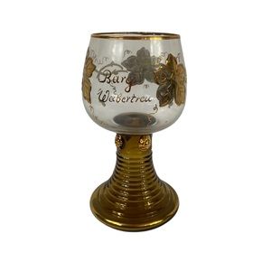 Vintage Germany Burg Weibertreu Gold Goblet Etched Encrusted